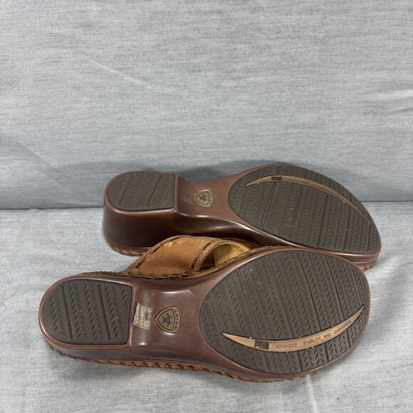 Ariat Women’s Brown Wedge Heeled Thong Sandals 10B Style # 53495 - Picture 7 of 8